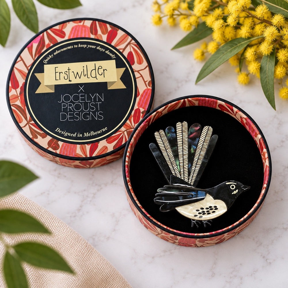 Erstwilder Brooch 2021 Silly Willy Wagtail Jocelyn Proust Resin Bird Limited